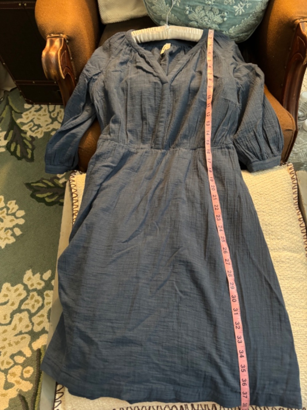 Pact Coastal Organic Double Gauze Cotton Dress- French Blue - Picture 11 of 14